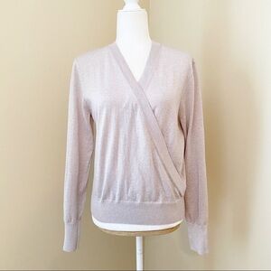 J. Crew Shimmer Faux Wrap Lurex Sweater - M